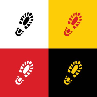Ayak izi önyükleme işareti. Vektör. Arka plan olarak karşılık gelen Colors Alman bayrağı simgeleri.