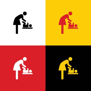 Kadın ve bebek sembolü, Bebek değiştirme. Vektör. Arka plan olarak karşılık gelen Colors Alman bayrağı simgeleri.