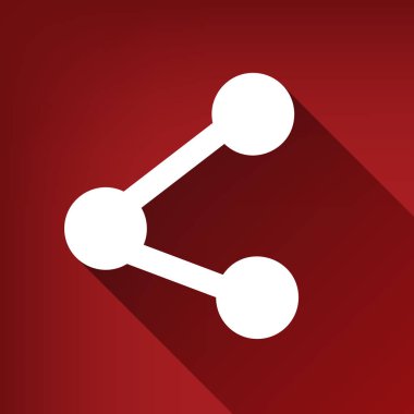 Paylaşım işaret illüstrasyon. Vektör. Yakut kırmızı arka plan, sınırsız gölge beyaz simgesi.