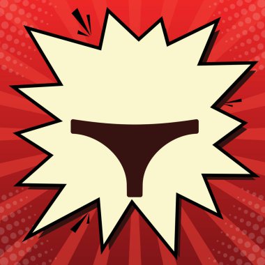 Kadın külot imzala. Vektör. Limon şifon çekim kabarcığın ışınları ile kırmızı popart arka plan, koyu kırmızı simge.