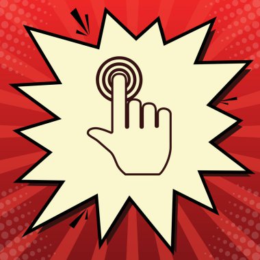 El düğmesini tıklayın. Vektör. Limon şifon çekim kabarcığın ışınları ile kırmızı popart arka plan, koyu kırmızı simge.