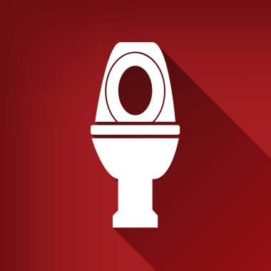 Tuvalet işareti illüstrasyon. Vektör. Yakut kırmızı arka plan, sınırsız gölge beyaz simgesi.