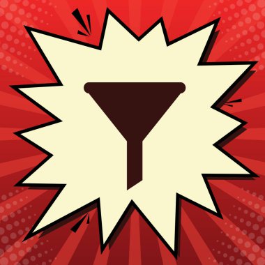 Basit kayıt filtreleme. Vektör. Limon şifon çekim kabarcığın ışınları ile kırmızı popart arka plan, koyu kırmızı simge.