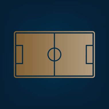 Futbol sahası. Vektör. Simge ve koyu mavi arka plan, kenarlık.