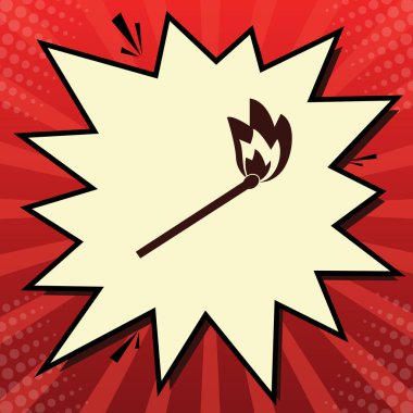 Maç işareti illüstrasyon. Vektör. Limon şifon çekim kabarcığın ışınları ile kırmızı popart arka plan, koyu kırmızı simge.