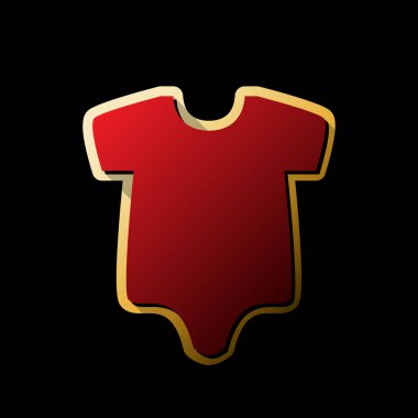 Bebek bezi illüstrasyon. Vektör. Küçük siyah ve sınırsız gölgeler, siyah zemin üzerine altın etiket ile kırmızı simge.