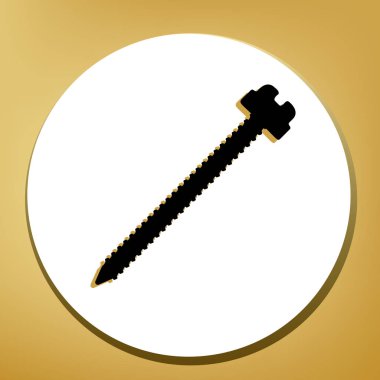 Vida işareti illüstrasyon. Vektör. Beyaz daire şeklinde yüzük, altın arka plan ile hafif kahverengi gölgeli siyah simgesi.