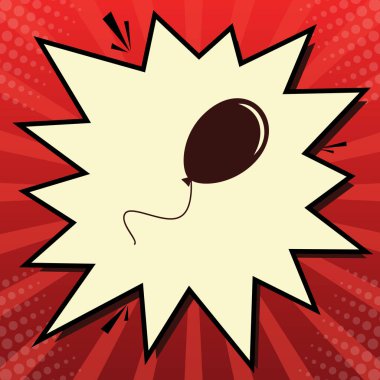 Balon işareti illüstrasyon. Vektör. Limon şifon çekim kabarcığın ışınları ile kırmızı popart arka plan, koyu kırmızı simge.