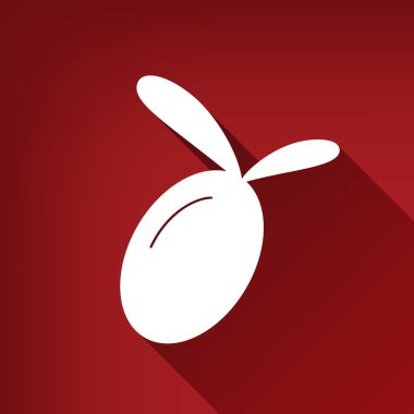 Zeytin işareti illüstrasyon. Vektör. Yakut kırmızı arka plan, sınırsız gölge beyaz simgesi.