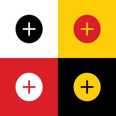 Pozitif sembol artı işareti. Vektör. Arka plan olarak karşılık gelen Colors Alman bayrağı simgeleri.