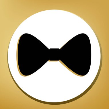 Papyon simgesi. Vektör. Beyaz daire şeklinde yüzük, altın arka plan ile hafif kahverengi gölgeli siyah simgesi.