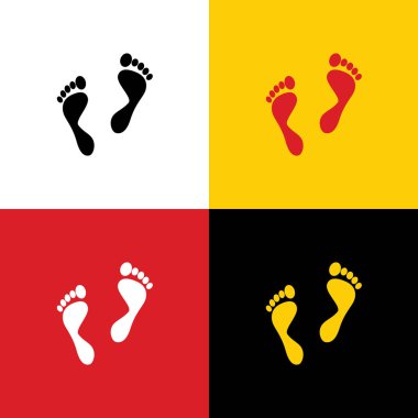 Ayak işareti yazdırır. Vektör. Arka plan olarak karşılık gelen Colors Alman bayrağı simgeleri.