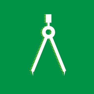 Bölücü basit kayıt. Vektör. Yeşil arka plan, sarı çizgili gölge beyaz düz simgesi.