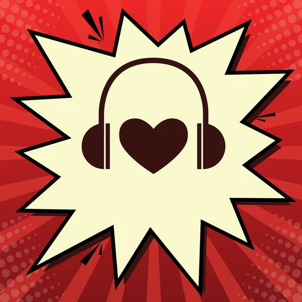 Навушники Серцем Вектор Темно Червона Ікона Лимонному Шифоні Затворної Бульбашки — стоковий вектор