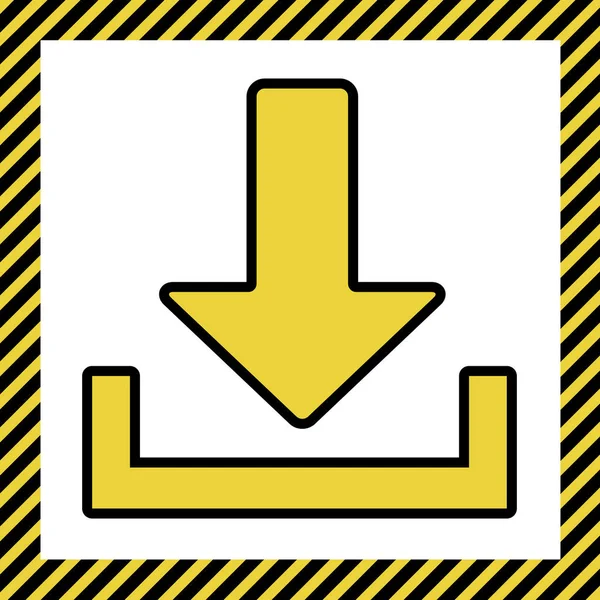 下载标志插图 温暖的黄色图标与黑色轮廓的框架命名为正在建设中的白色背景 — 图库矢量图片