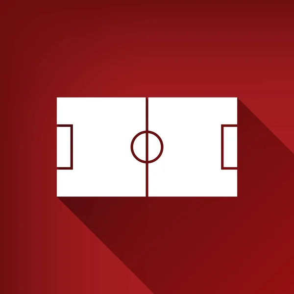 Campo Futebol Vector Ícone Branco Com Sombra Ilimitada Fundo Vermelho — Vetor de Stock