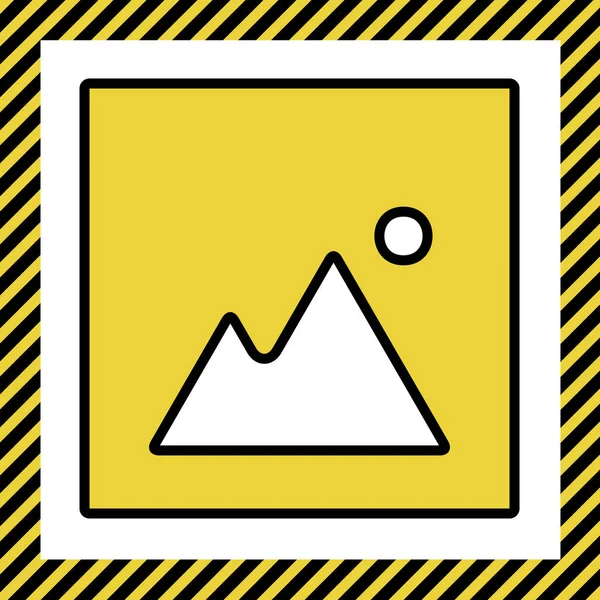 图像符号插图 温暖的黄色图标与黑色轮廓的框架命名为正在建设中的白色背景 — 图库矢量图片