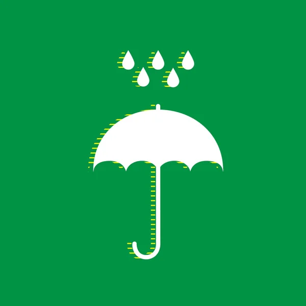 Umbrella Water Drops Rain Protection Symbol Flat Design Style Vector — Stock Vector