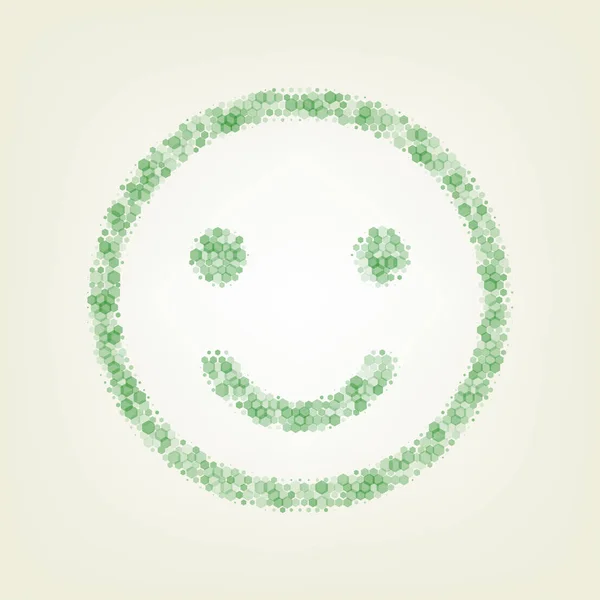 Lächeln Vektor Grünes Sechseck Gerastertes Symbol Und Geräuschte Deckkraft Und — Stockvektor