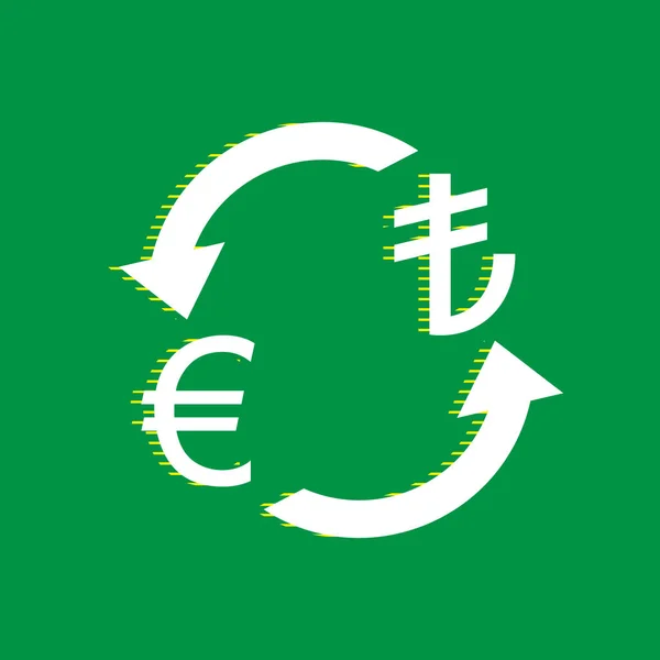 Znak Měny Exchange Euro Turecko Lira Vektor Bílá Plochá Ikona — Stockový vektor