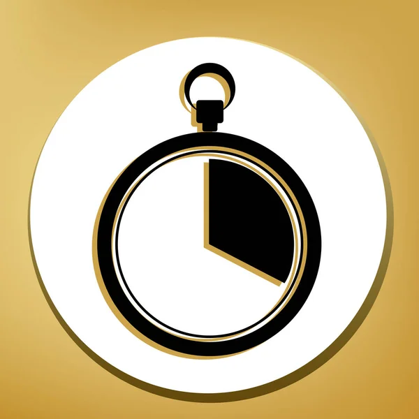 Signal Chronomètre Secondes Vecteur Icône Noire Avec Ombre Marron Clair — Image vectorielle