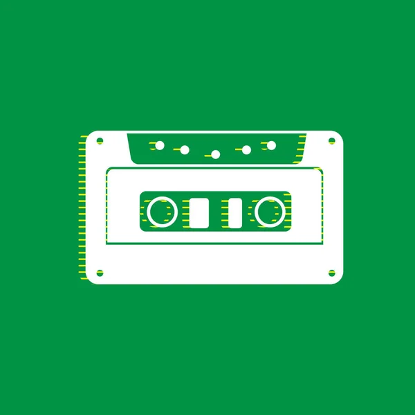 Icono Cassette Señal Cinta Audio Vector Icono Plano Blanco Con — Archivo Imágenes Vectoriales