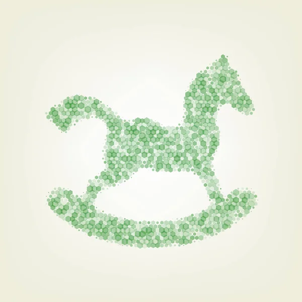 Знак Лошадиной Игрушки Вектор Зеленый Шестиугольник Рафинированный Значок Шумная Прозрачность — стоковый вектор