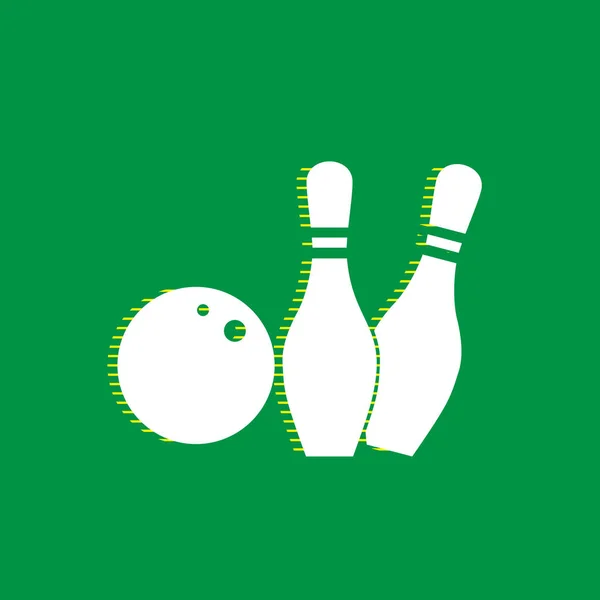 Bowling Teken Illustratie Vector Witte Vlakke Pictogram Met Geel Gestreepte — Stockvector
