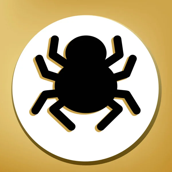 Spinnenzeichenillustration Vektor Schwarzes Symbol Mit Hellbraunem Schatten Weißem Kreis Mit — Stockvektor
