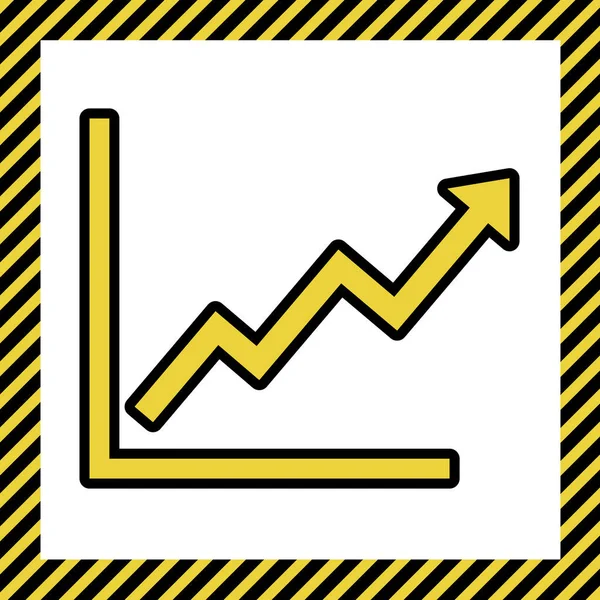 Segno Grafico Delle Barre Crescita Vettore Icona Gialla Calda Con — Vettoriale Stock