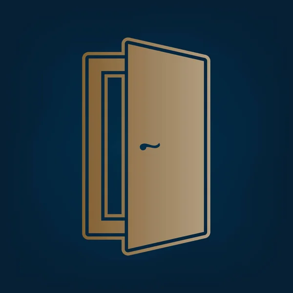Иллюстрация Вывески Двери Вектор Золотая Икона Граница Темно Голубом Фоне — стоковый вектор