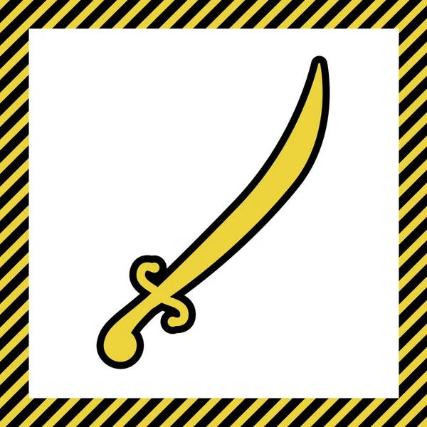 Ilustração Signo Espada Vector Ícone Amarelo Quente Com Contorno Preto — Vetor de Stock