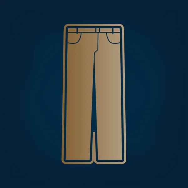 Vaqueros Hombre Pantalón Vector Icono Dorado Borde Fondo Cian Oscuro — Vector de stock