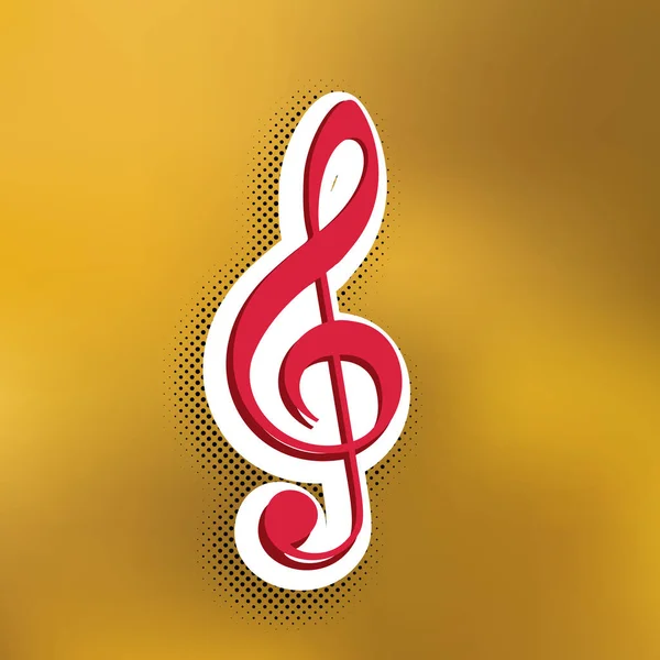 Signo Violino Música Clef Fenda Tripla Vector Ícone Magenta Com — Vetor de Stock