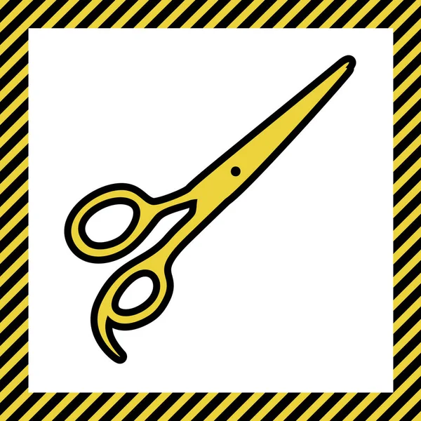 Ciseaux Coupe Cheveux Signe Vecteur Icône Jaune Chaud Avec Contour — Image vectorielle
