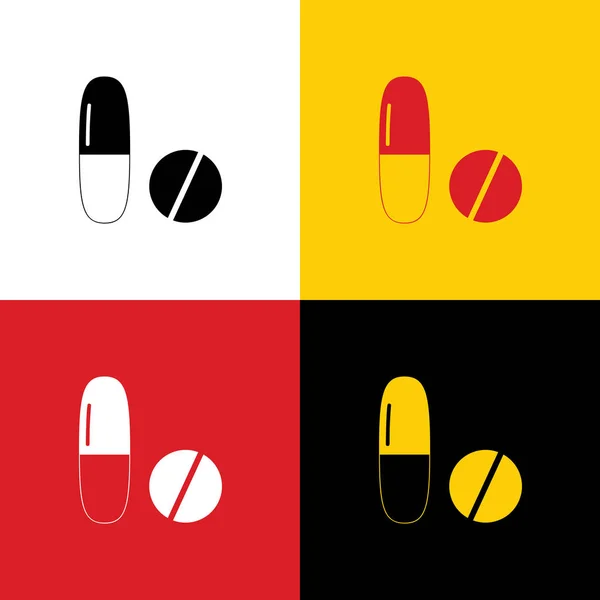 医疗药丸的标志 德国国旗的图标在相应的颜色作为背景 — 图库矢量图片