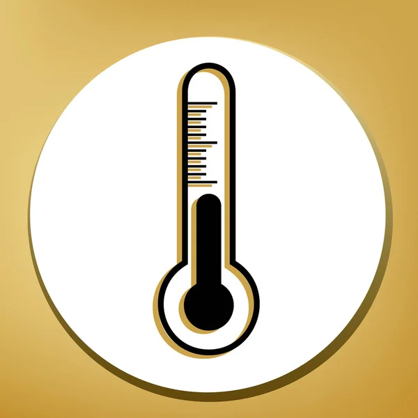 Wetterdiagnose Technologie Thermometer Zeichen Vektor Schwarzes Symbol Mit Hellbraunem Schatten — Stockvektor