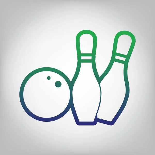 Bowling Zeichen Illustration Vektor Grüne Bis Blaue Gradienten Kontursymbole Auf — Stockvektor