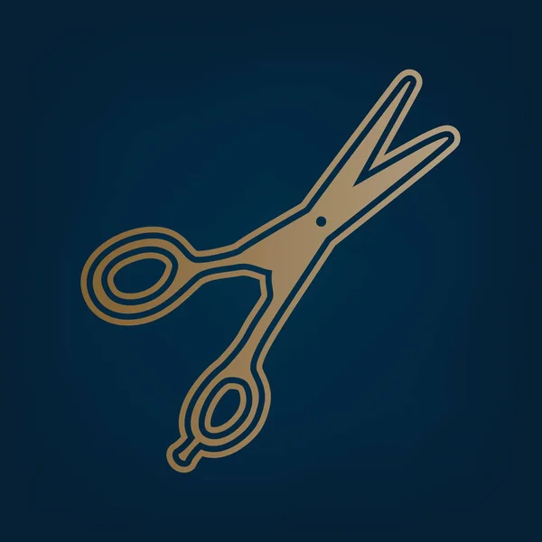 Ножиці Стрижки Волосся Знак Вектор Золота Ікона Кордон Темному Блакитному — стоковий вектор