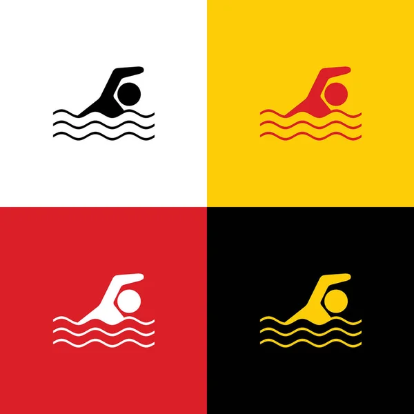 Letrero Natación Vector Iconos Bandera Alemana Los Colores Correspondientes Como — Vector de stock