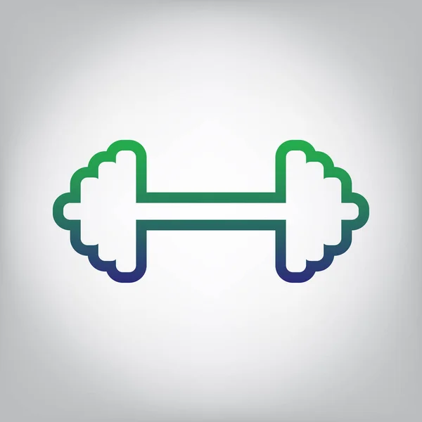 Dumbbell Weights Sign Vector Green Blue Gradient Contour Icon Grayish — Stock Vector