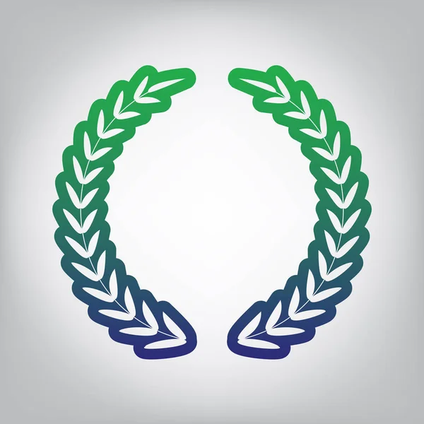 Laurel Wreath Signo Vector Icono Contorno Degradado Verde Azul Fondo — Vector de stock