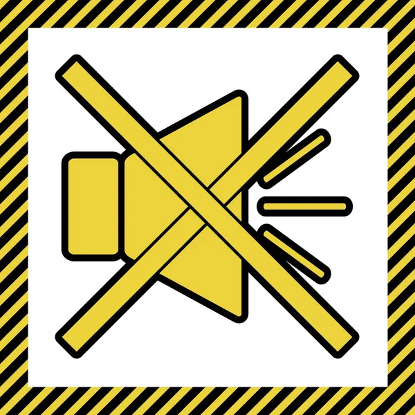 Звуковая Иллюстрация Немым Знаком Вектор Теплый Желтый Значок Черным Контуром — стоковый вектор