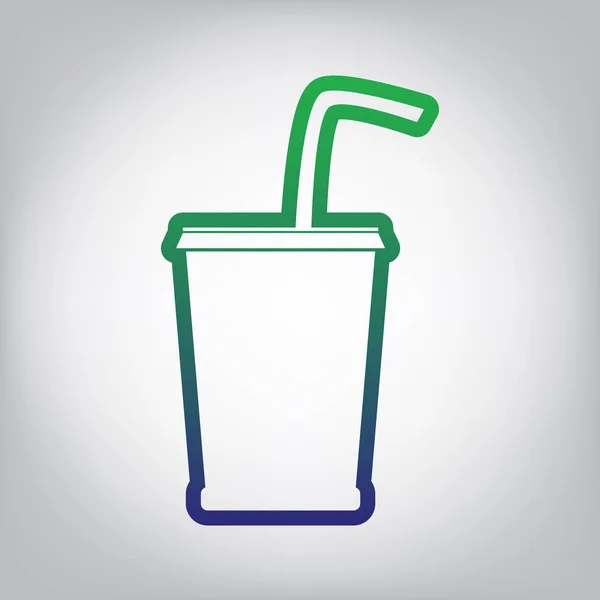 Drink Teken Illustratie Vector Groen Naar Blauw Kleurverloop Contour Pictogram — Stockvector