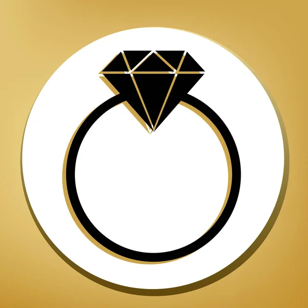 Ilustração Sinal Diamante Vector Ícone Preto Com Sombra Marrom Claro — Vetor de Stock