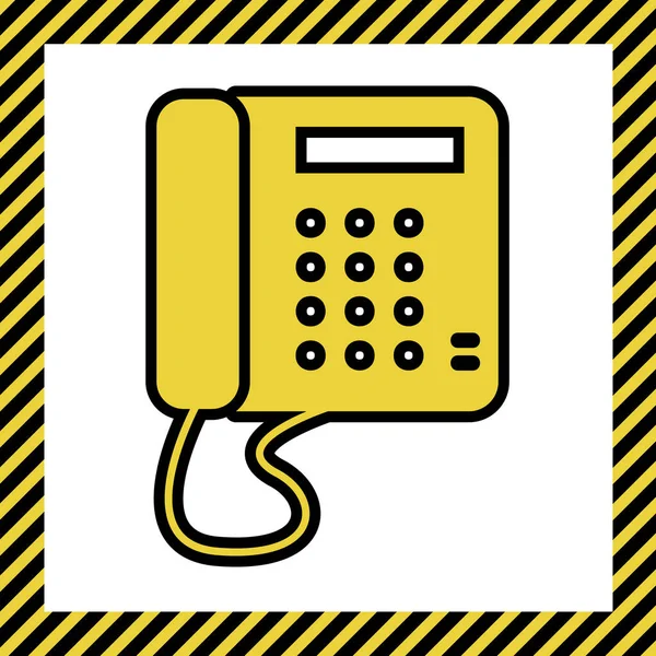 Señal Comunicación Teléfono Vector Icono Amarillo Cálido Con Contorno Negro — Vector de stock