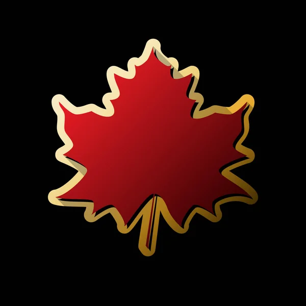 Maple Leaf Teken Vector Rode Pictogram Met Kleine Zwarte Onbegrensde — Stockvector