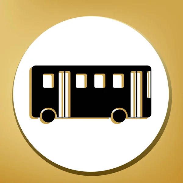 Autobus Prostego Logowania Wektor Czarna Ikona Jasny Brązowy Cień Białym — Wektor stockowy