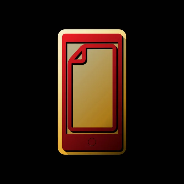 Защитная Наклейка Экране Вектор Красная Иконка Маленькими Черными Безграничными Тенями — стоковый вектор