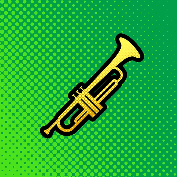 Instrumento Musical Signo Trompeta Vector Pop Art Icono Degradado Puntos — Vector de stock